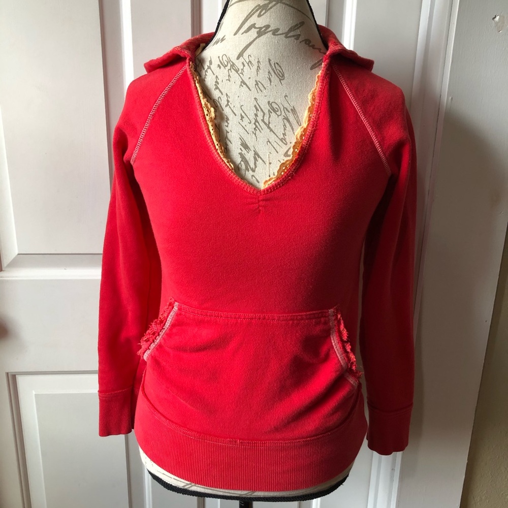 Free People V-neck Hooded Sweatshirt